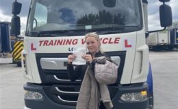 Kiana after passing her Category C 3a HGV test at MT Training Manchester
