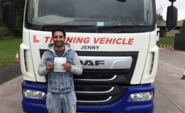 Anooshirvan after passing his Category C 3a HGV test at MT Training Kidderminster