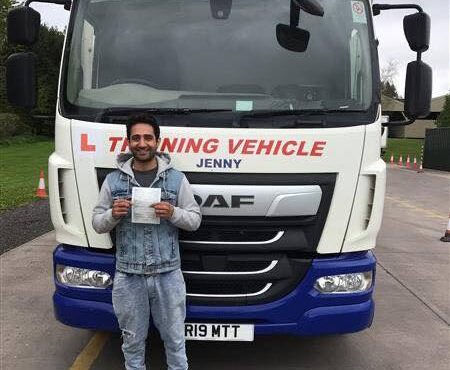 Anooshirvan after passing his Category C 3a HGV test at MT Training Kidderminster