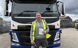 Andy after passing his Category CE 3b articulated HGV test at MT Training Newbury