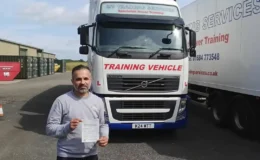 Saddam celebrating after passing his CE 3b test at MT Training’s Birmingham centre