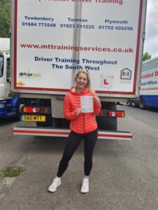 Hollie passes C1 3a test at MT Training Tewkesbury